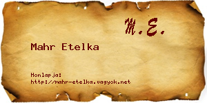 Mahr Etelka névjegykártya